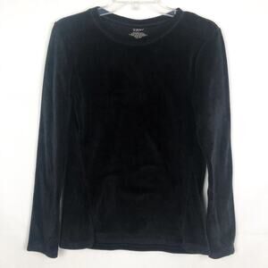 Cuddl Duds Crew Neck Velvet Black Sweater Size Small